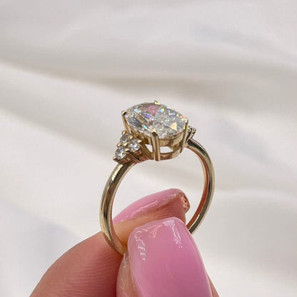 2.5 CT Oval Cluster Moissanite Engagement Ring