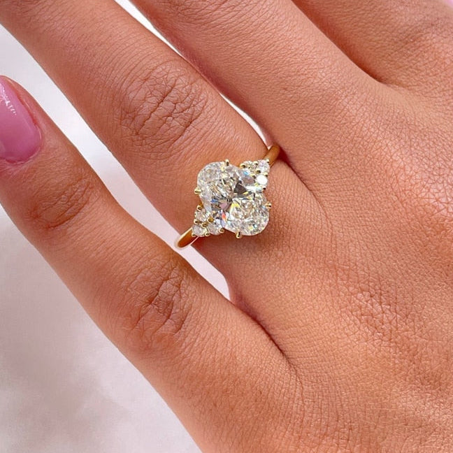 2.5 CT Oval Cluster Moissanite Engagement Ring