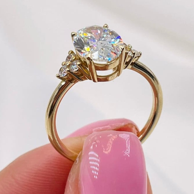 2.5 CT Oval Cluster Moissanite Engagement Ring
