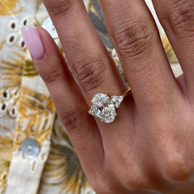 2.5 CT Oval Cluster Moissanite Engagement Ring