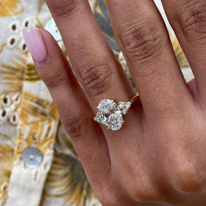 2.5 CT Oval Cluster Moissanite Engagement Ring