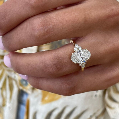2.5 CT Oval Cluster Moissanite Engagement Ring