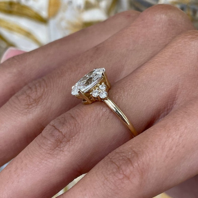 2.5 CT Oval Cluster Moissanite Engagement Ring