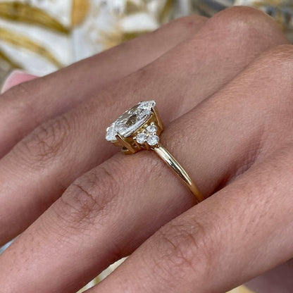 2.5 CT Oval Cluster Moissanite Engagement Ring