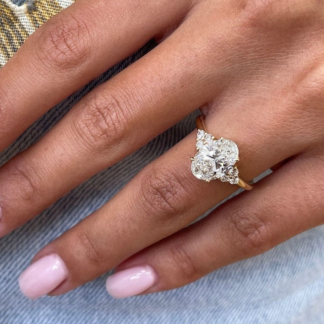 2.5 CT Oval Cluster Moissanite Engagement Ring