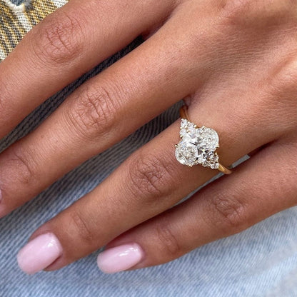 2.5 CT Oval Cluster Moissanite Engagement Ring