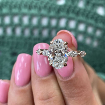 2.5 CT Oval Pave Moissanite Engagement Ring