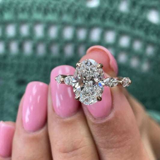2.5 CT Oval Pave Moissanite Engagement Ring