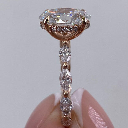 2.5 CT Oval Pave Moissanite Engagement Ring
