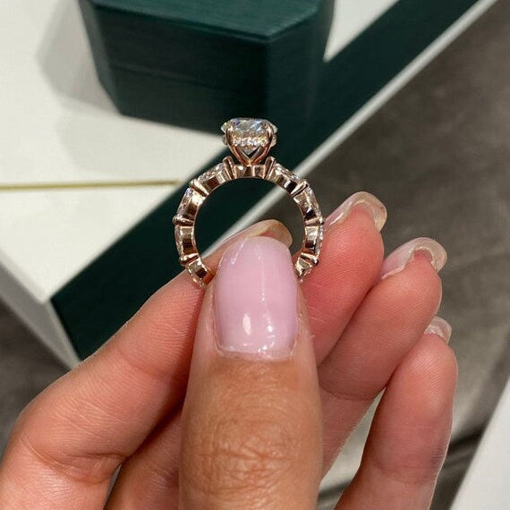 2.5 CT Oval Pave Moissanite Engagement Ring