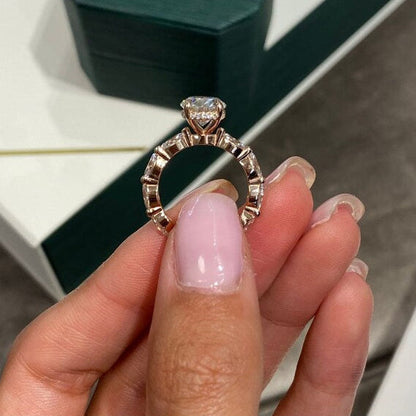 2.5 CT Oval Pave Moissanite Engagement Ring