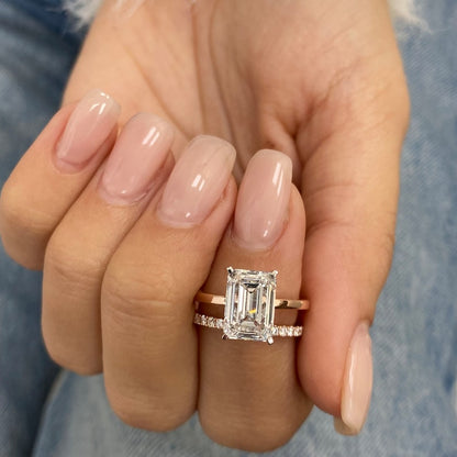 3.4 CT Emerald Pave Moissanite Engagement Ring