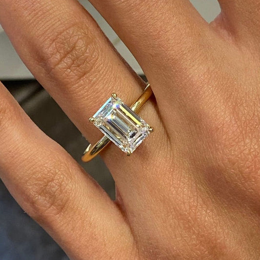 3 CT Emerald Hidden Halo Moissanite Engagement Ring