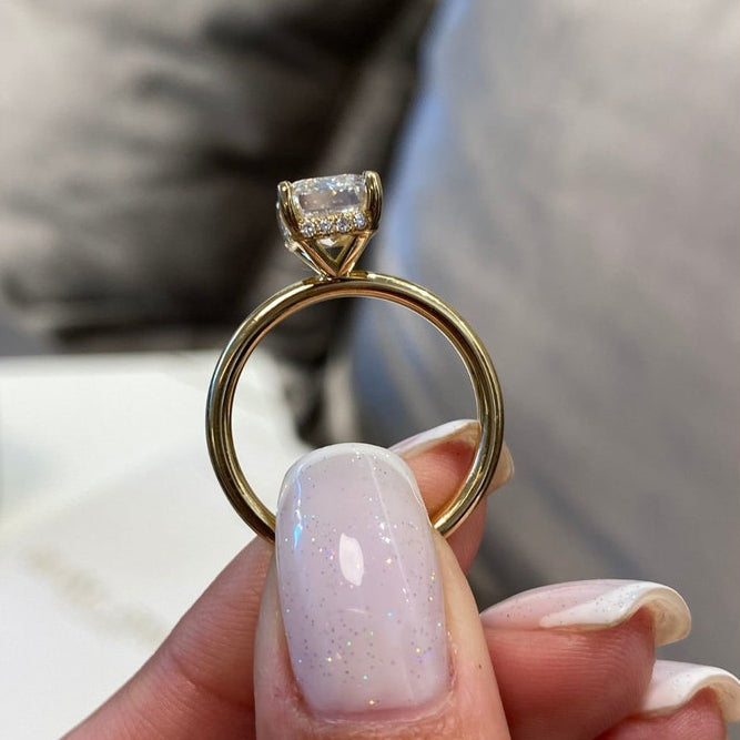 3 CT Emerald Hidden Halo Moissanite Engagement Ring