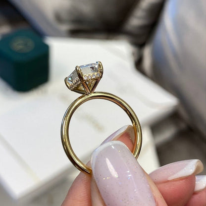 3 CT Emerald Hidden Halo Moissanite Engagement Ring