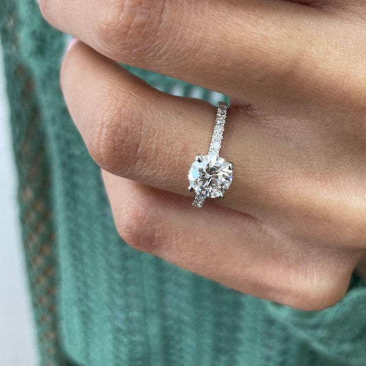 1 CT Round Pave Moissanite Engagement Ring