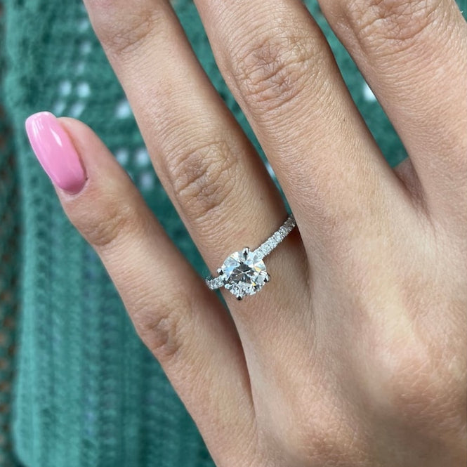 1 CT Round Pave Moissanite Engagement Ring