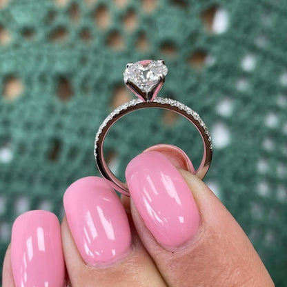 1 CT Round Pave Moissanite Engagement Ring