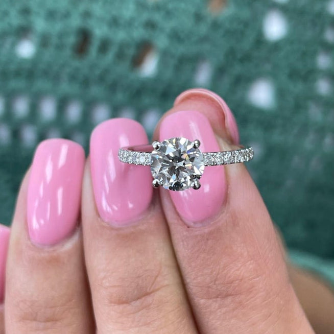 1 CT Round Pave Moissanite Engagement Ring