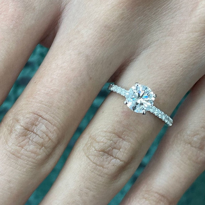 1 CT Round Pave Moissanite Engagement Ring