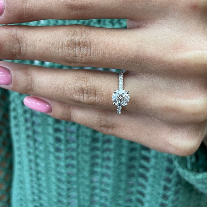 1 CT Round Pave Moissanite Engagement Ring