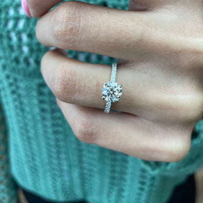 1 CT Round Pave Moissanite Engagement Ring