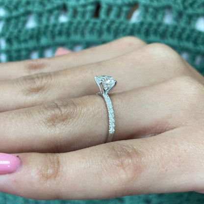 1 CT Round Pave Moissanite Engagement Ring