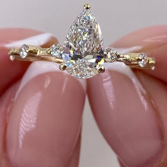 1 CT Pear Dainty Moissanite Engagement Ring