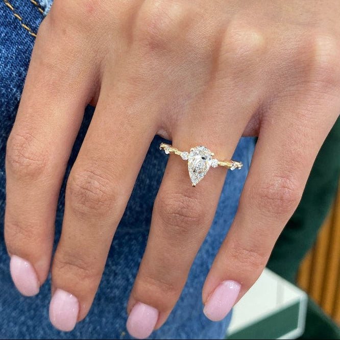 1 CT Pear Dainty Moissanite Engagement Ring
