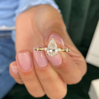 1 CT Pear Dainty Moissanite Engagement Ring