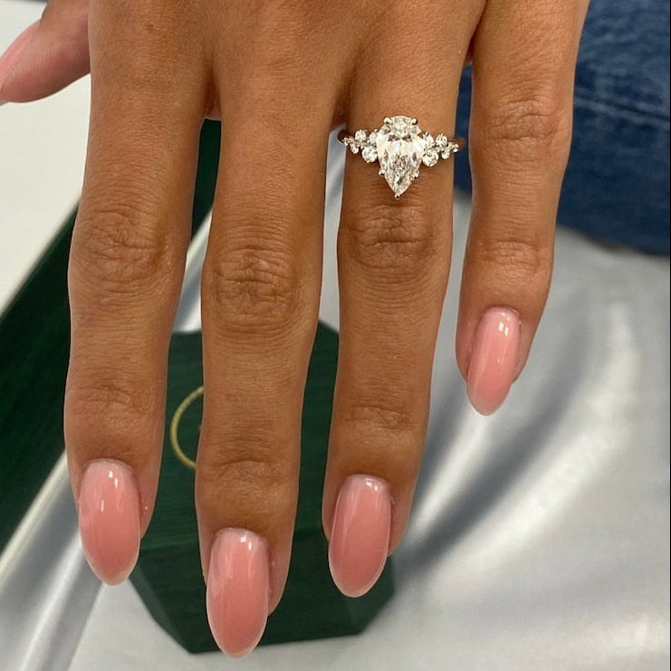 1.50 CT Pear Cluster Moissanite Engagement Ring