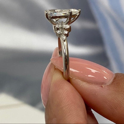 1.50 CT Pear Cluster Moissanite Engagement Ring