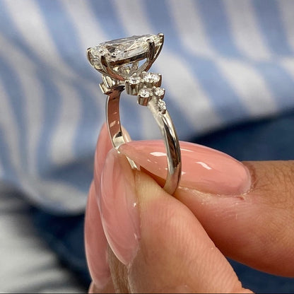 1.50 CT Pear Cluster Moissanite Engagement Ring