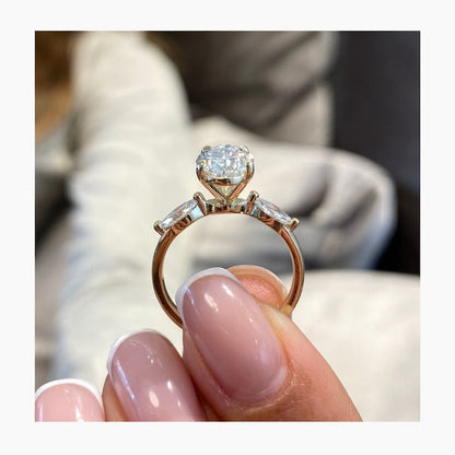 1.75 CT Pear Three Stone Moissanite Engagement Ring