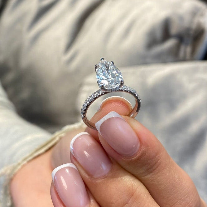 2 CT Pear Pave Moissanite Engagement Ring
