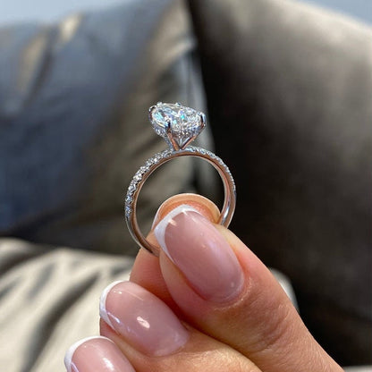 2 CT Pear Pave Moissanite Engagement Ring