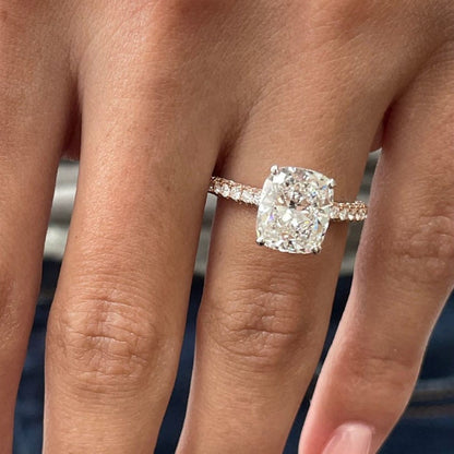 4 CT Cushion Pave Moissanite Engagement Ring
