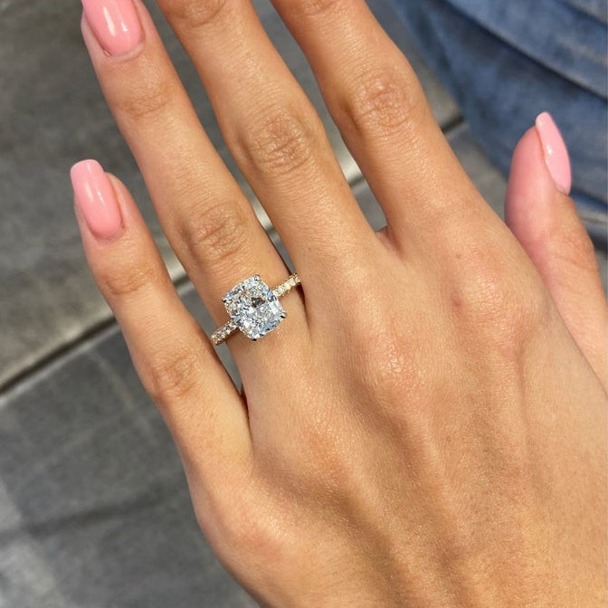 4 CT Cushion Pave Moissanite Engagement Ring
