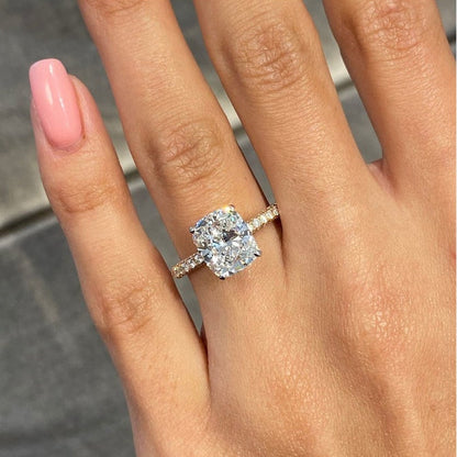4 CT Cushion Pave Moissanite Engagement Ring