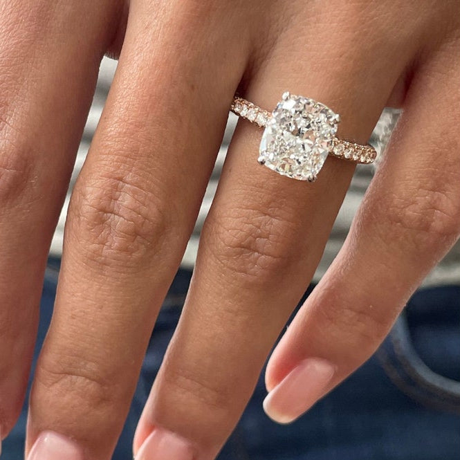 4 CT Cushion Pave Moissanite Engagement Ring