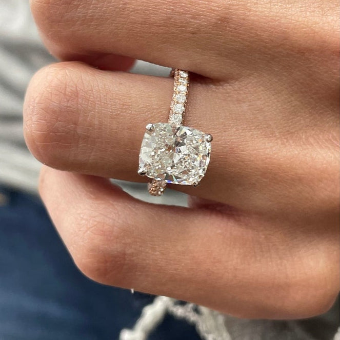 4 CT Cushion Pave Moissanite Engagement Ring