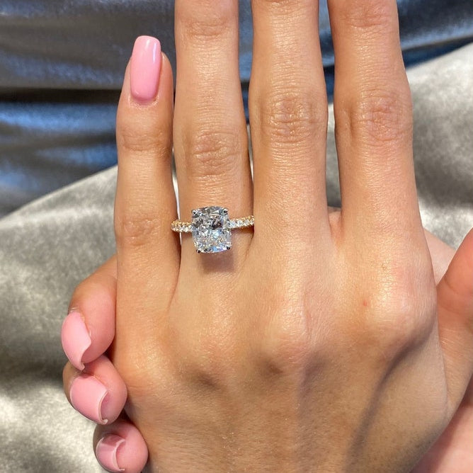 4 CT Cushion Pave Moissanite Engagement Ring