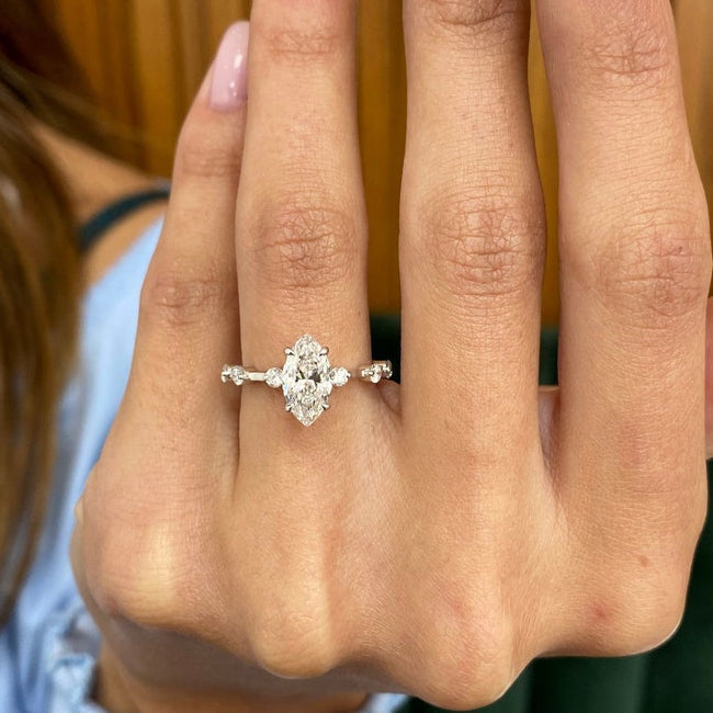 1  CT Marquise Dainty Moissanite Engagement Ring