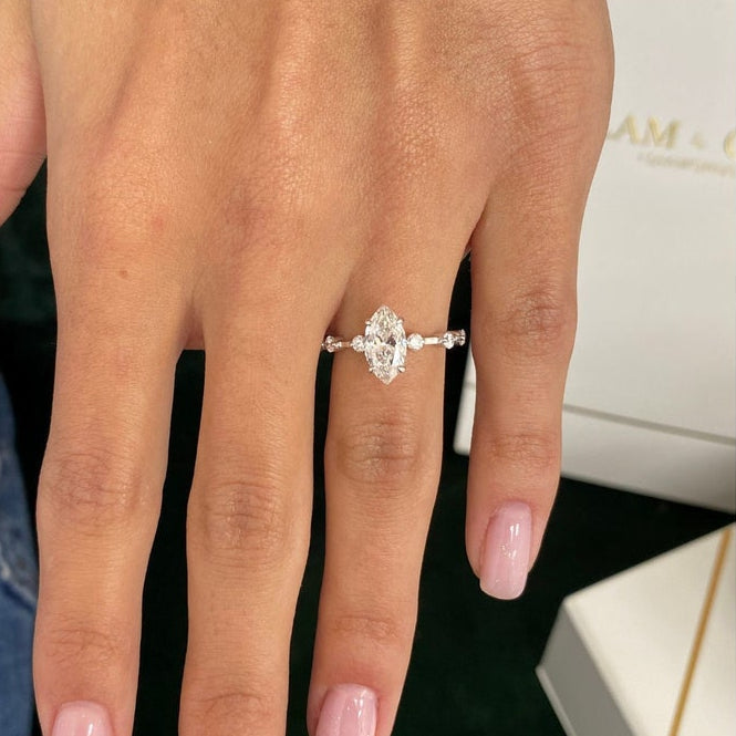 1  CT Marquise Dainty Moissanite Engagement Ring