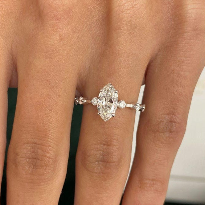1  CT Marquise Dainty Moissanite Engagement Ring