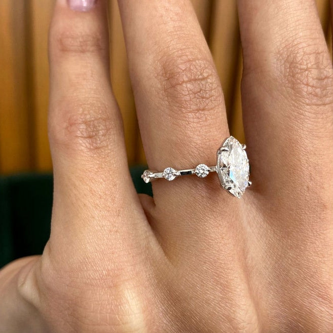 1  CT Marquise Dainty Moissanite Engagement Ring