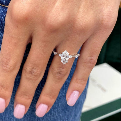 1  CT Marquise Dainty Moissanite Engagement Ring