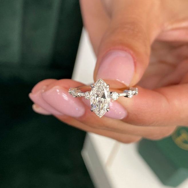 1  CT Marquise Dainty Moissanite Engagement Ring