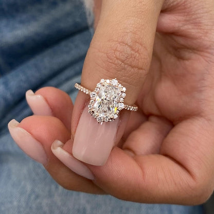 1.5 CT Radiant Pave Moissanite Engagement Ring