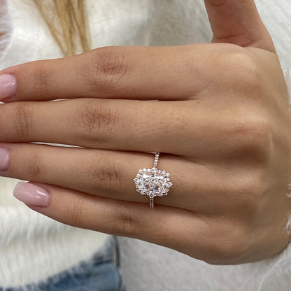 1.5 CT Radiant Pave Moissanite Engagement Ring